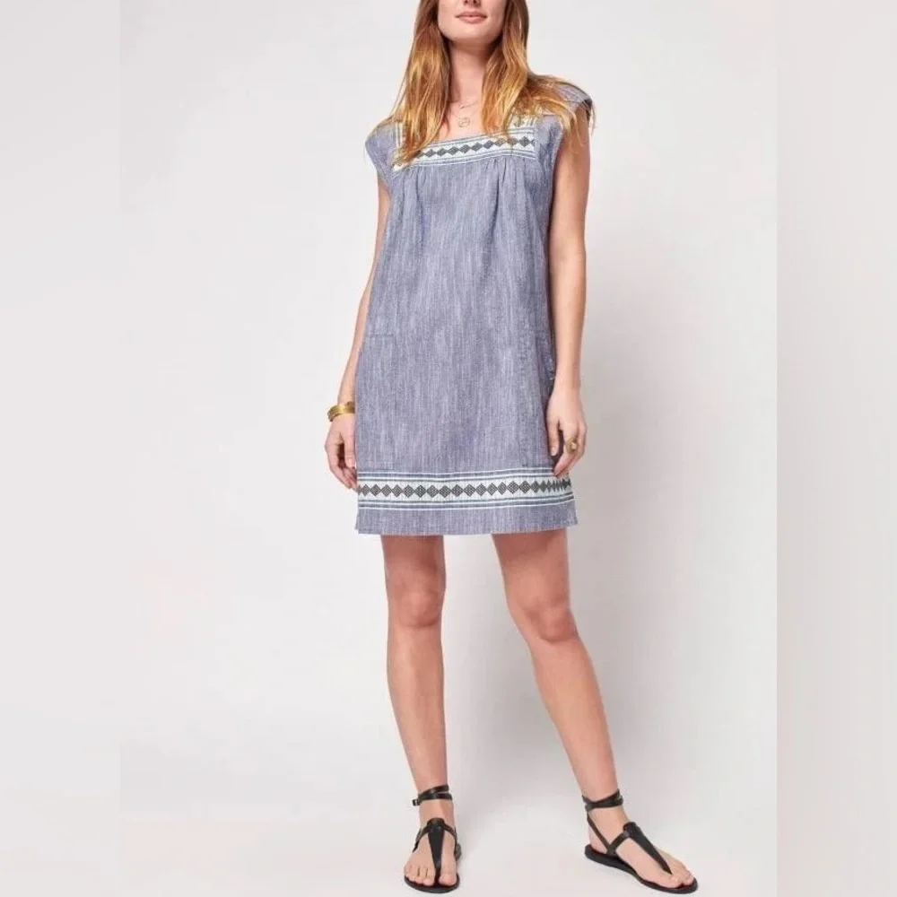 Faherty Hailee Dress Navy Jacquard Small - Picture 1 of 11